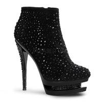 pleaser day night fascinate 1011 black leather suede ankle boots