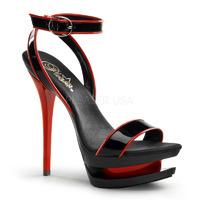 Pleaser Blondie-631-2 Double Platform Ankle Strap Sandals Black & Red