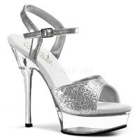 Pleaser Shoes Allure-610 Clear and Silver Open Toe Metal High Heels Platform Sandals