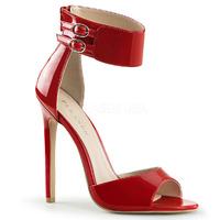 Pleaser Shoes Sexy-19 Red Wide Ankle Strap Sandals With Stiletto Heels