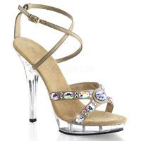 Pleaser Fabulicious Shoes Lip-145 Criss Cross Crystal Ornaments Sandals