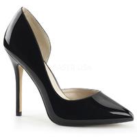 Pleaser Shoes Amuse-22 Black Pointed Toe Court Shoes Stiletto Heels