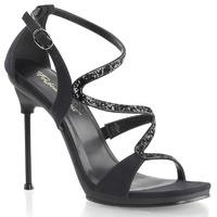 Pleaser Fabulicious Shoes Chic-24 Black Asymmetrical Straps Sandals