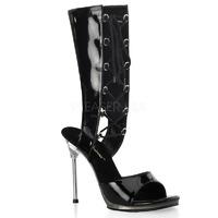 Pleaser Fabulicious Shoes Chic-65 Black Patent Lace Up Booties