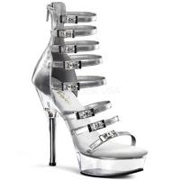 Pleaser Shoes Allure-647 Silver Buckled Straps Platform Sandals