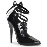 Pleaser Shoes Domina-456 Lace-Up Court Shoes Black Patent