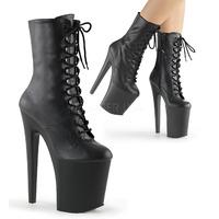 Pleaser Shoes Xtreme-1020 Black Faux Leather Ankle High Platform Boots