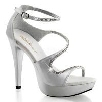 Pleaser Fabulicious Shoes Cocktail-526 Silver Crystal Strap Platform Sandals