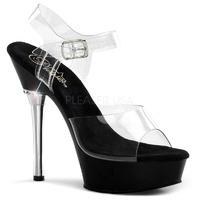 Pleaser Shoes Allure-608 Black Platform Clear Straps Sandals