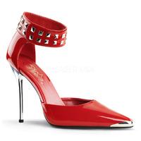 Pleaser Shoes Heat-08 Red Ankle Strap Court Shoes
