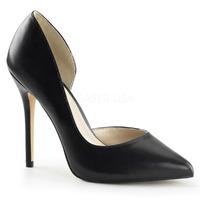 Pleaser Shoes Amuse-22 Black Matt Pointed Toe Court Shoes Stiletto Heels
