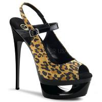 Pleaser Shoes Eclipse-656 Leopard Suede Peep-Toe Sling Back Platform Sandals