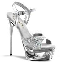 Pleaser Shoes Eclipse-619G Silver Chrome Platform Sandals Criss Cross Straps