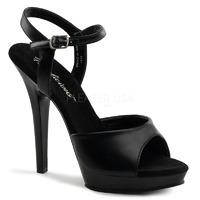 Pleaser Fabulicious Shoes Lip-109 Black Leather Sandals
