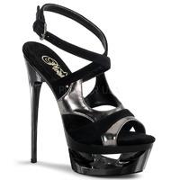 Pleaser Shoes Eclipse-622 Black & Pewter Ankle Strap Platform Sandals