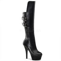 pleaser shoes kiss 2007 black matt knee high boots stiletto high heels