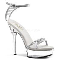Pleaser Shoes Allure-684 Silver Ankle Strap Sandals