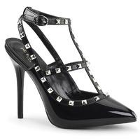 Pleaser Shoes Amuse-18 Black Patent Studded Slingback Sandals