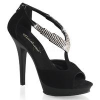 Pleaser Fabulicious Shoes Lip-155 Black Crystal T-Bar Sandals