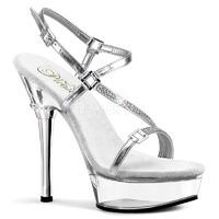 Pleaser Shoes Allure-658 Silver and Clear