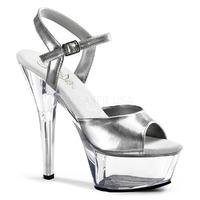 Pleaser Shoes Kiss-209 Silver and Clear