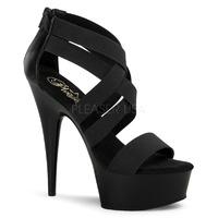 Pleaser Shoes Delight-669 Black Criss Cross Stiletto High Heels Strappy Platform Shoes