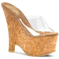 pleaser shoes beau 601 cork wedge platform slip on mules