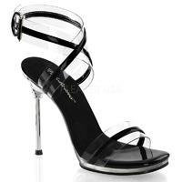 Pleaser Fabulicious Shoes Chic-05 Black Ankle Wrap Sandals