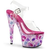 Pleaser Shoes Crystalize-708 Multi-Coloured Pink Platform Sandals