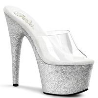 Pleaser Shoes Adore-701SDG Silver Glitter Exotic Dancer Platforms