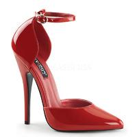 Pleaser Shoes Domina-402 Ankle Strap Court Shoes Red Patent