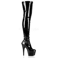 pleaser adore 3000 black patent thigh high platform boots