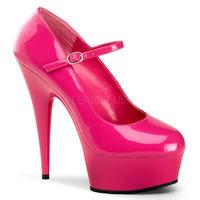 Pleaser Shoes Delight-687 Classic Mary Jane Platfrom Court Shoes Hot Pink Patent