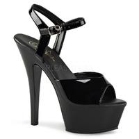 Pleaser Shoes Kiss-209VL Vegan Leather Insole Stiletto Heels Black Platform Sandals