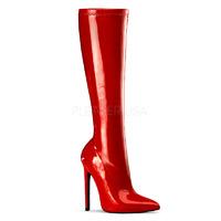 Pleaser Sexy-2000 Knee High Boots Red Patent