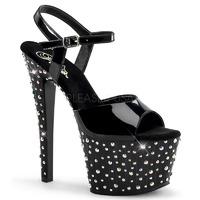 Pleaser Stardance-709 Crystal Encrusted Black Platform Sandals