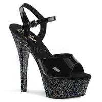Pleaser Shoes Kiss-209MG Black Ankle Strap Sparkly Glitter Platform Sandals