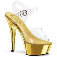 Pleaser Shoes Kiss-208 Gold Chrome Platform Ankle Strap Sandals