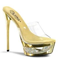 pleaser shoes eclipse 601dm gold chrome slip on platform mules