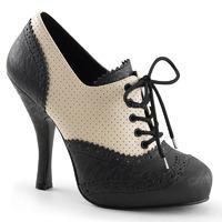 Pleaser PinUp Couture Cutiepie-14 Lace-Up Spectator Oxford Shoes Cream & Black Distressed Leather