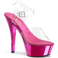 Pleaser Shoes Kiss-208 Hot Pink Chrome Platform Ankle Strap Sandals