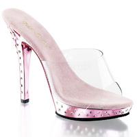 Pleaser Fabulicious Shoes Lip-101SDT Baby Pink and Clear Slip-on Platform Mules