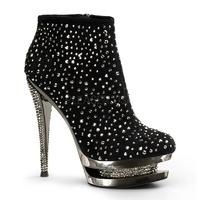 pleaser day night fascinate 1011 black chrome ankle high boots