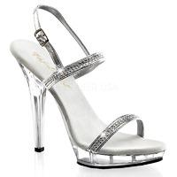 Pleaser Fabulicious Shoes Lip-117 Silver Ankle Strap Sandals