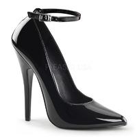 Pleaser Shoes Domina-431 Black Patent Court Shoes Ankle Strap