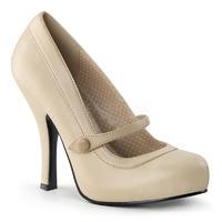 Pleaser PinUp Couture Cutiepie-02 Cream Leather Mary Jane Court Shoes