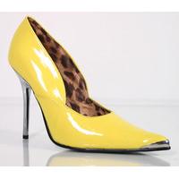 Pleaser Shoes Heat-01 Chrome Stiletto Heels Yellow Court Shoes