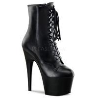 Pleaser Adore-1020 Black Leather Platform Ankle Boots