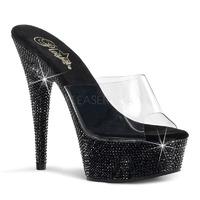 Pleaser Shoes Bejeweled-601DM Black Slip On Platform Mules