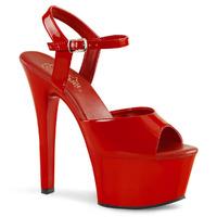 Pleaser Shoes Aspire-609 Stiletto Heels Red Platform Sandals Vegan Leather Insole